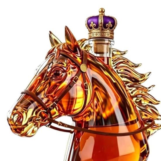 Yousheng Horse Head Whiskey Decanter, Funny Glass Liquor Bottle, 350ml Whiskey Wine Spirits Decanter, Novelty Bar Decor Gift for Men Dad Horse Lovers