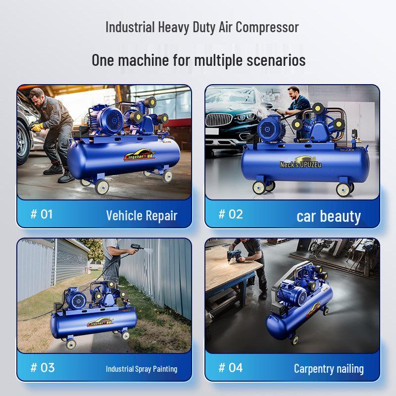 380V High-Pressure Industrial Air Pump for Auto Repair, Spray Painting, Woodworking; Belt-Driven Compressor (220V)