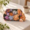 Slim Profile Sequined Woven Pouch Bag Lightweight Embroidered Floral Handbag