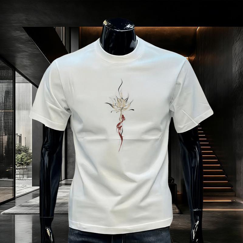 

American Style Men s Short-Sleeve T-Shirt: Trendy, Street Style, Casual, Light Luxury, Round Neck, Fashionable Summer Clothing. 4XL