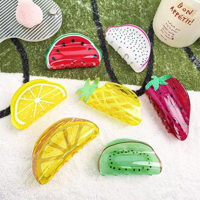 1pc Pince acrylique à base de fruits accessoire de cheveux créatif, pince à cheveux à l'arrière de la tête, pince requin haut de gamme version coréenne