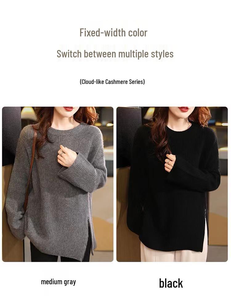 Korean Style Women's Retro Wool Sweater, Round Neck, Long and Thick for Autumn/Winter