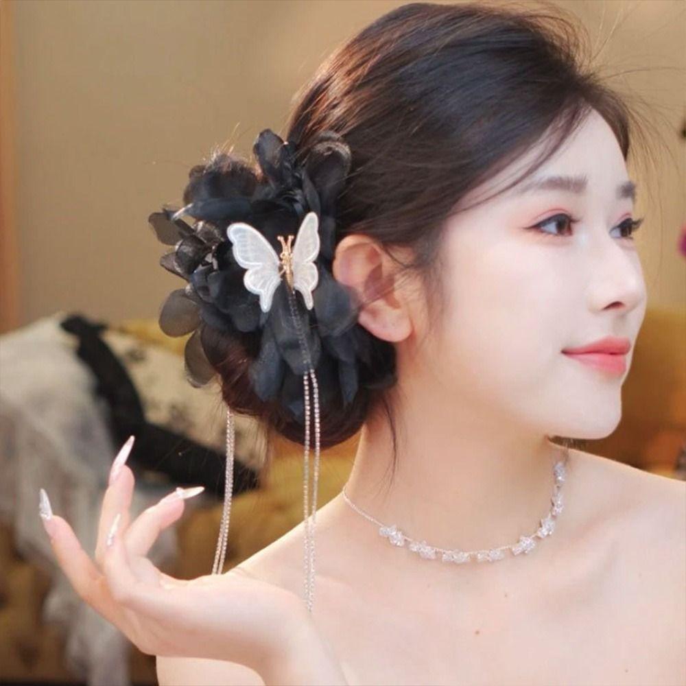 Puffy Tassel Hair Claws Feather Flower Updo Shark Clips Fashion Hair Accessories  for Women Girls