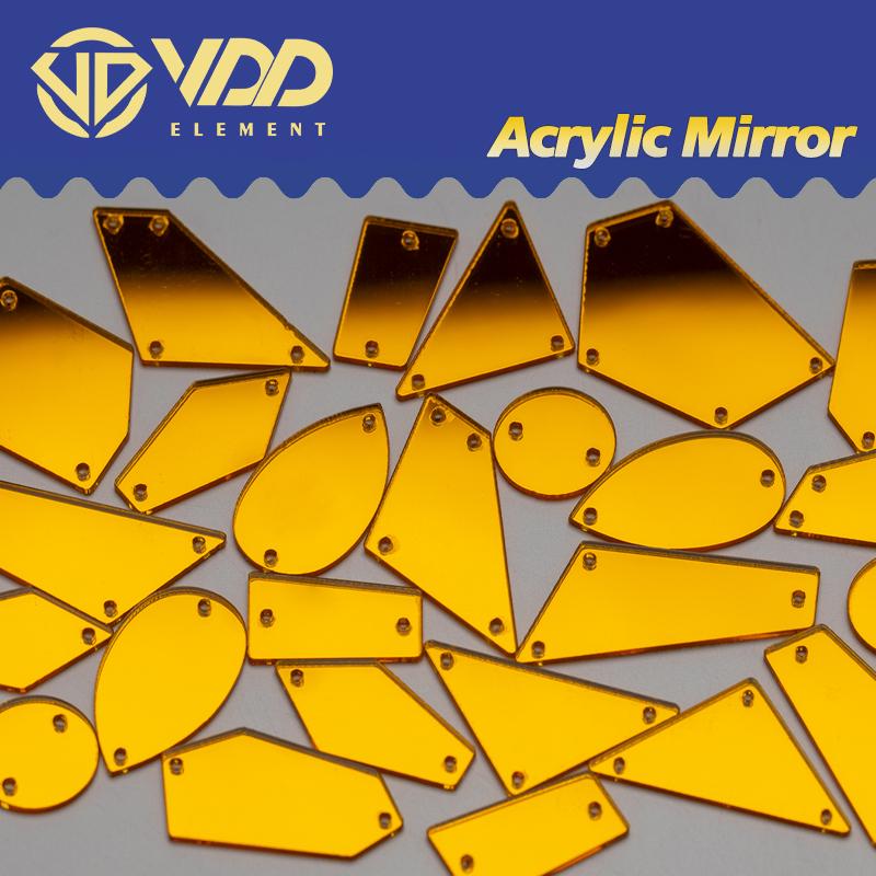 VDD 30/60/200Pcs Mix Size Acrylic Mirror Sewing Rhinestones Sew on DIY Crafts FlatBack Sewn Stones for Garment Dress Decorations