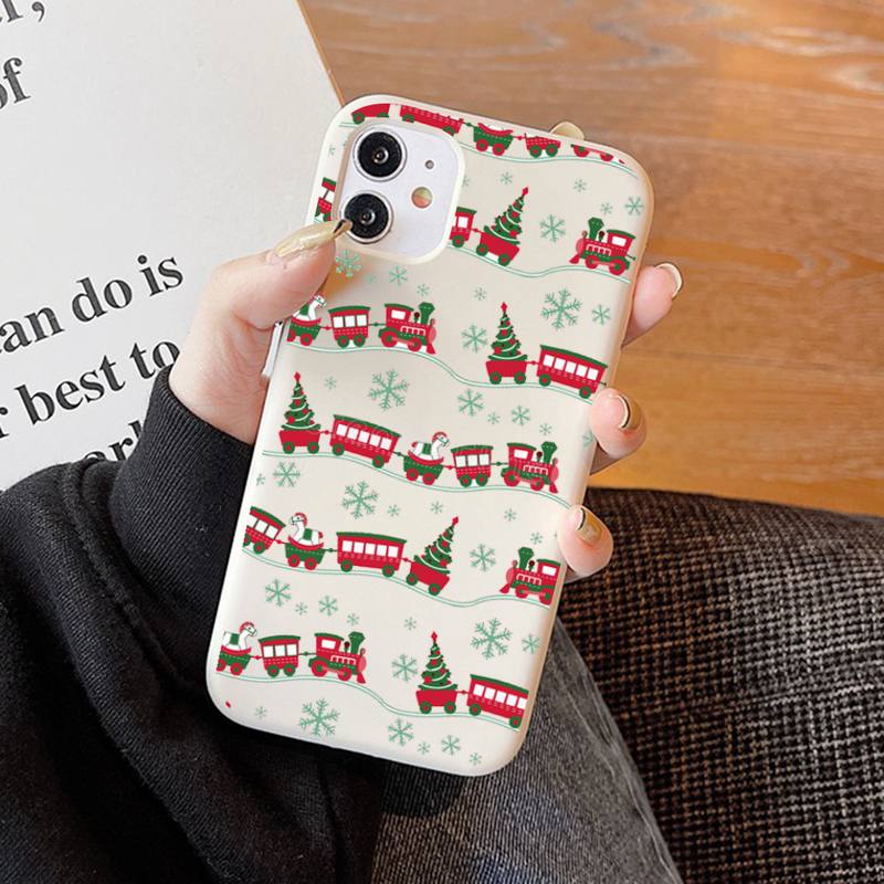 New Year Merry Christmas Phone Case Soft Solid Color for iPhone 11 12 13 mini pro XS MAX 8 7 6 6S Plus X XR