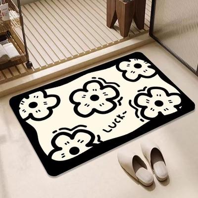 Black and White Minimalist, Diatomaceous Earth, Quick Drying Water Absorbing Floor Mat, Household Bathroom, Kitchen and Bathroom, Door Mat