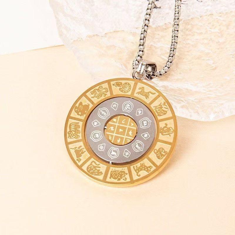 3 Layer Rotatable Necklace 12 Zodiac Manjushri Eight Trigrams Pendant Six Syllable Mantra Amulet Jewelry for Men & Women New