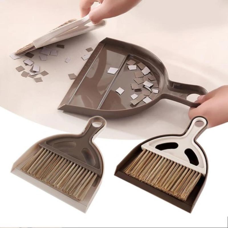 Tragbares Desktop Handbesen Mini Langlebiges Kunststoff- und Kehrschaufel-Set für Tastatur Auto Lüftungsschlitz Desktop Reinigungsset