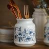 Blaue Lilie Keramik Küchenutensilienhalter & Retro-Vase