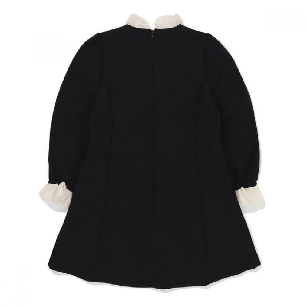 The Coffee Bean   Tea Leaf Black Contrast Ruffle Dress Bz54op03bk