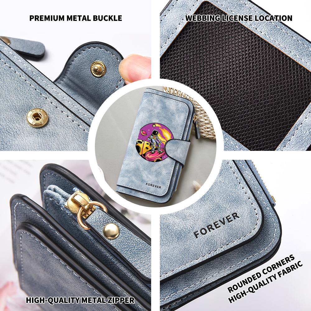 Stylish Astronaut Pattern Long Wallet Portable Functional Casual Purse for Daily Use