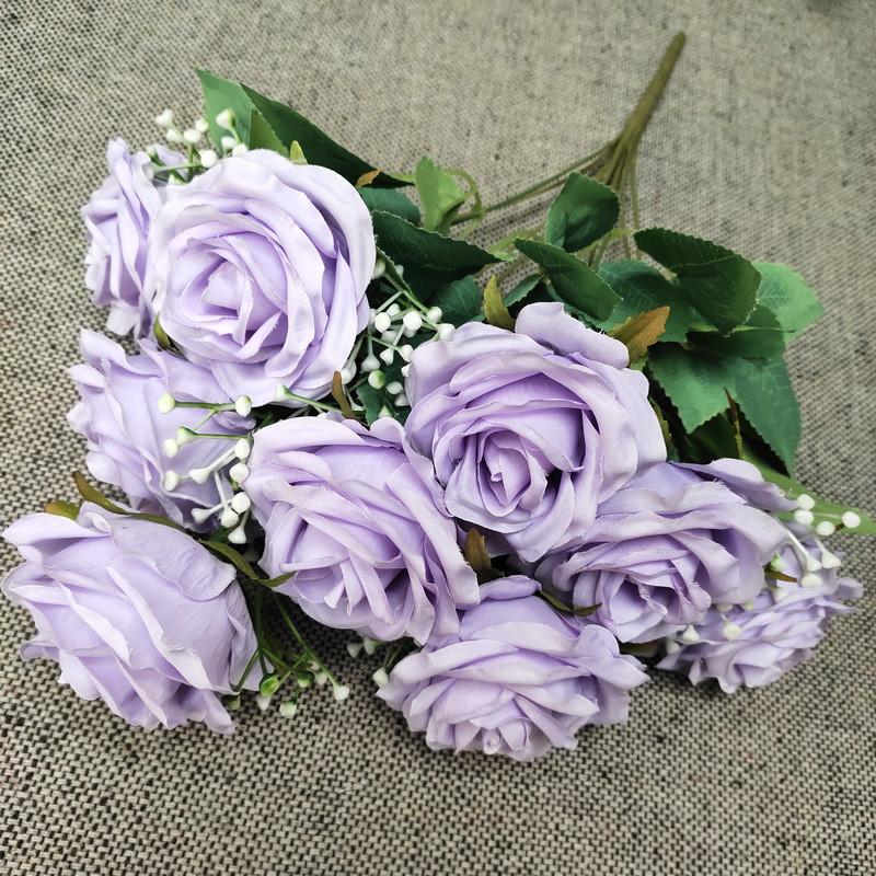 Home Decor Artificial Rose Flower Bouquet With Realistic Petals For Wedding And Photography Props