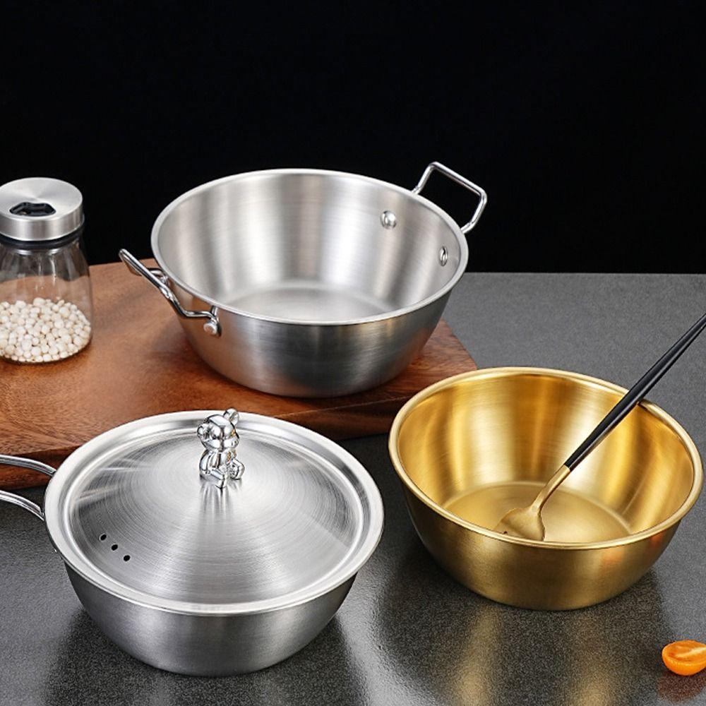 With Lid Instant Noodle Bowl Stainless Steel Snack Bowl Food Container Rice Wine Bowl  Household