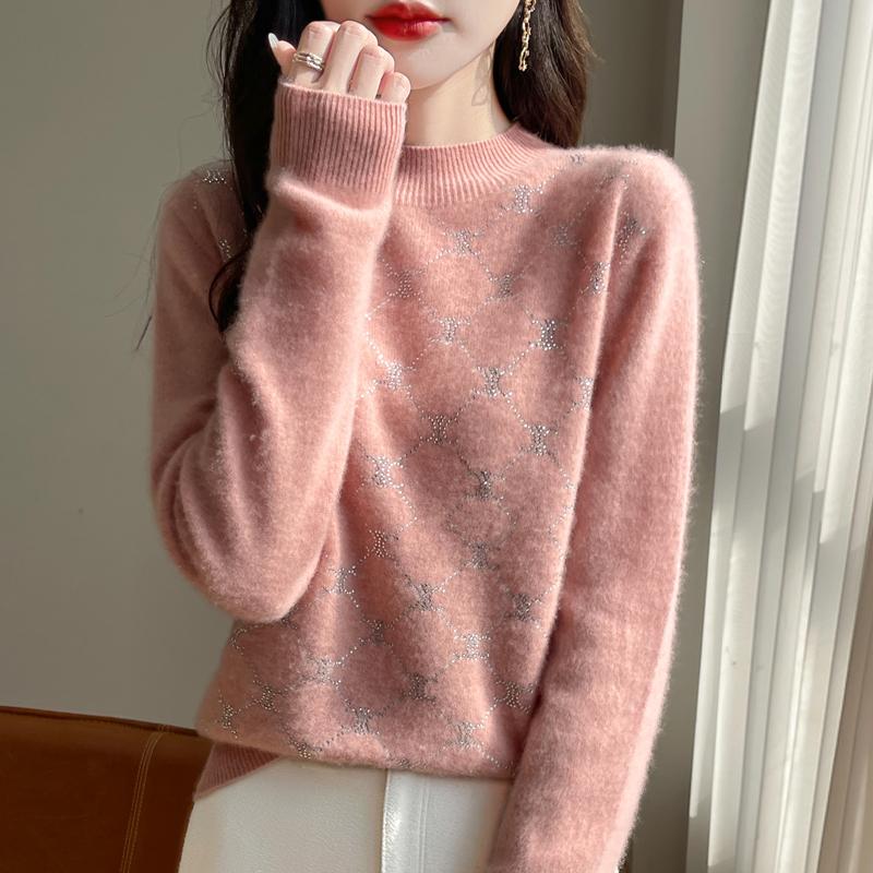 Women's Cashmere Sweater Qinghe Cashmere 30% Cashmere 70% Wool Autumn and Winter Pullover Warm and Fashionable
