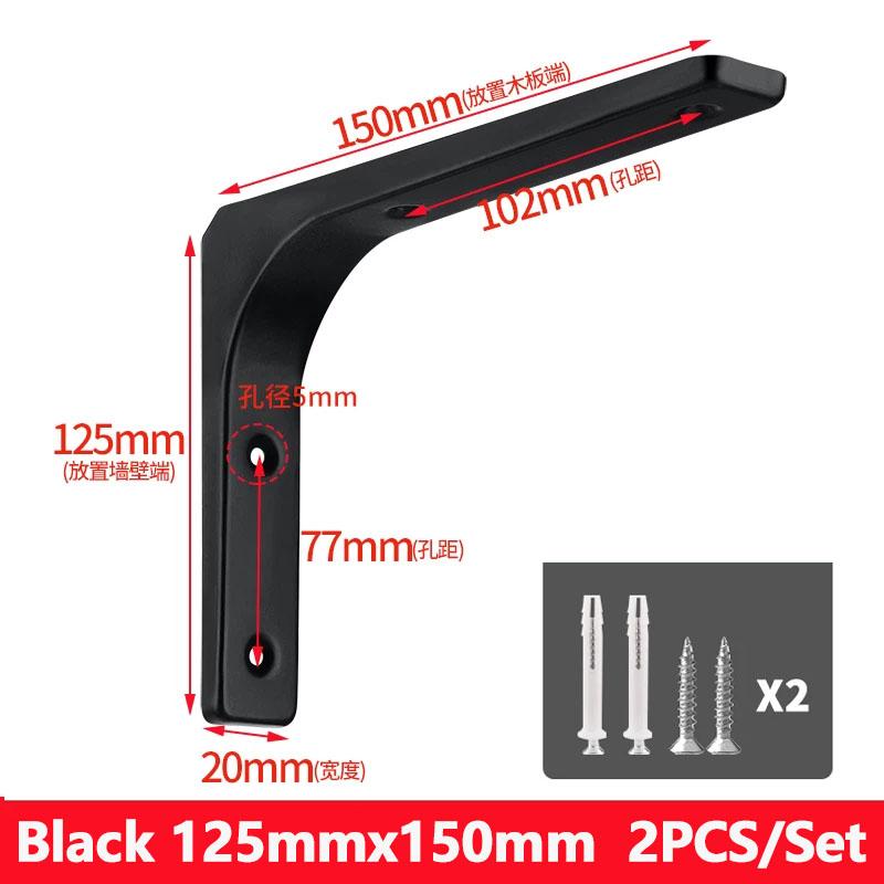YM 2pcs Heavy Duty Stainless Steel L-Shaped Floating Shelf Brackets Wall Mount Black/White Corner Triangle 90 Degree Decorative