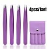 1/1pc Stainless Steel  Eyebrow Tweezers Kit Eyebrow Eyelash Tweezers with Storage Bag Beauty Salon Home Hair Removal Tweezers