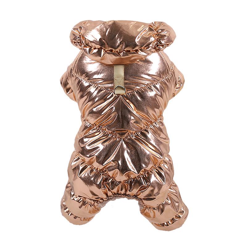 Warme Baumwoll-Hunde- und Katzenkleidung für Herbst/Winter - Vierbeiniges Design mit Schnalle für kleine Rassen wie Teddy, Bichon und Pomeranian