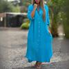 Women's Cotton Linen Long Shirt Dress Casual Fashion Long Sleeve Open Front Midi Dress