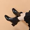 Leather boots women's 2025 autumn and winter new European and American style simple temperament straight boots low heel square head fashion boots