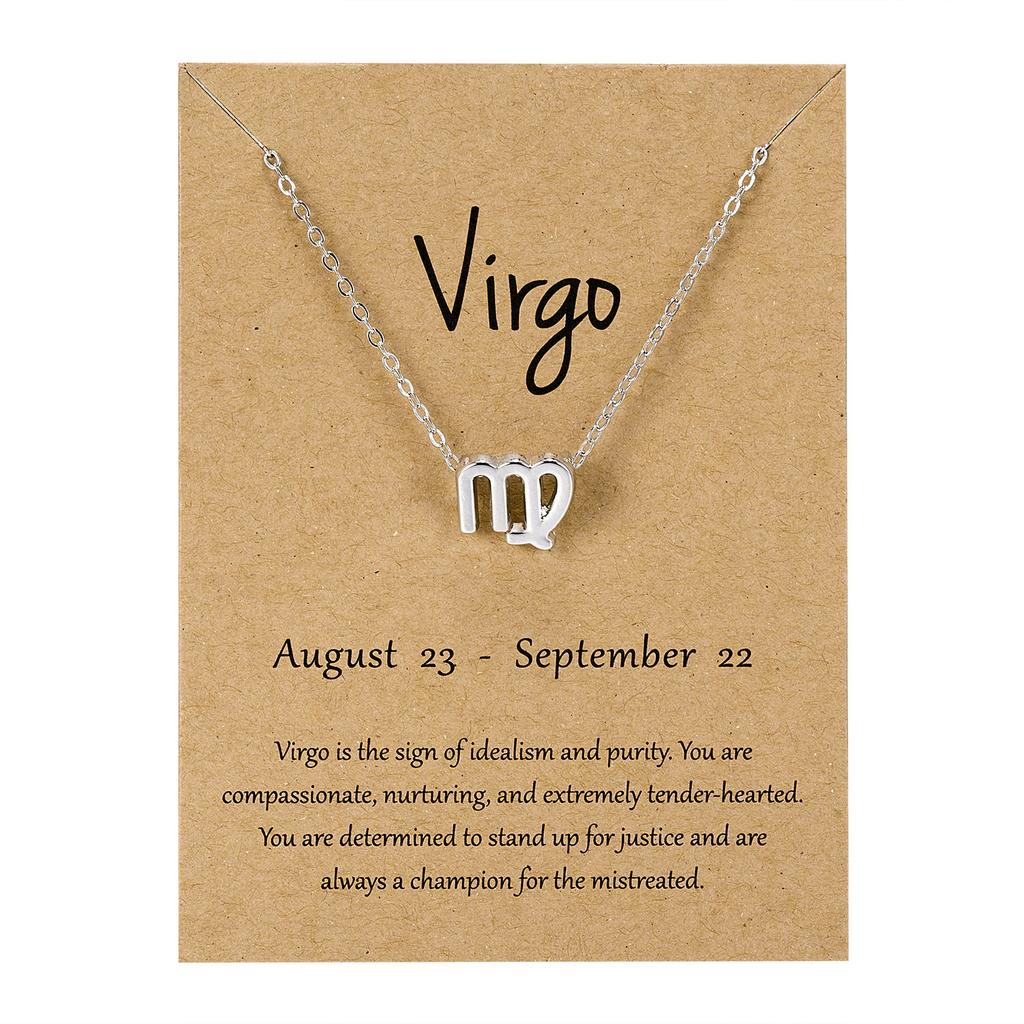 12 Constellation Pendant Necklace Zodiac Sign Jewelry Choker Necklace Charm Necklace Birthday Gifts Message Wish Card for Women