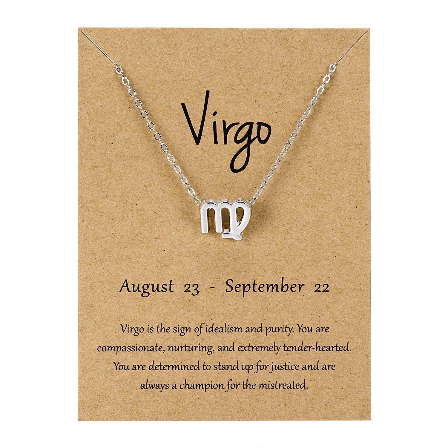 

12 Constellation Pendant Necklace Zodiac Sign Jewelry Choker Necklace Charm Necklace Birthday Gifts Message Wish Card for Women