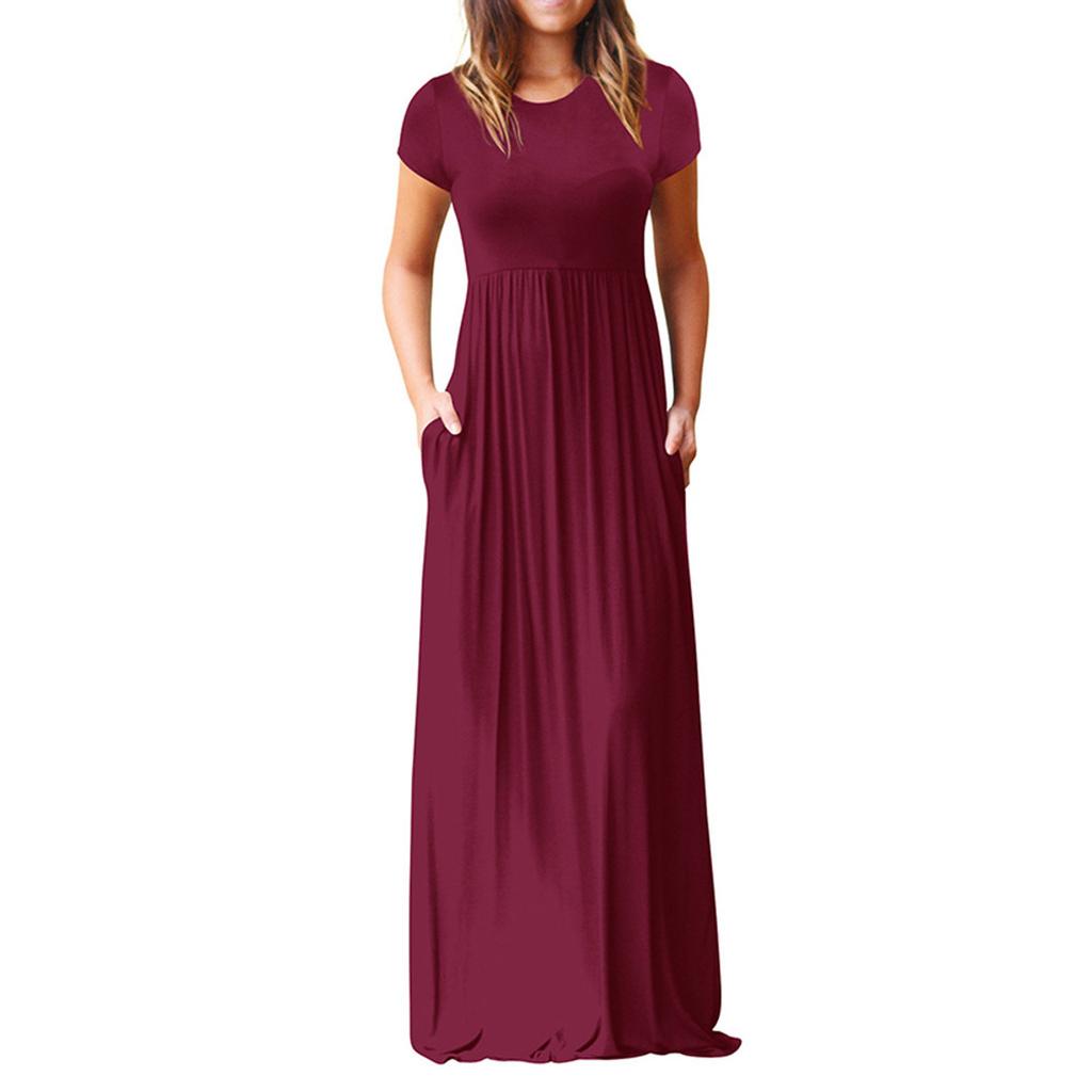 Women's Plus Size Casual Fashion Solid Color Ultra Long Dress