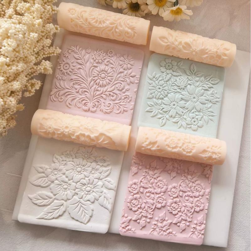 French Pattern Soft Pottery Earring Polymer Clay Texture Roller, Seamless Cutter Tool For Clay Crafting, Durable Plastic