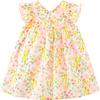 Girls' Summer Floral Cotton Flutter Sleeve A-Line Dress