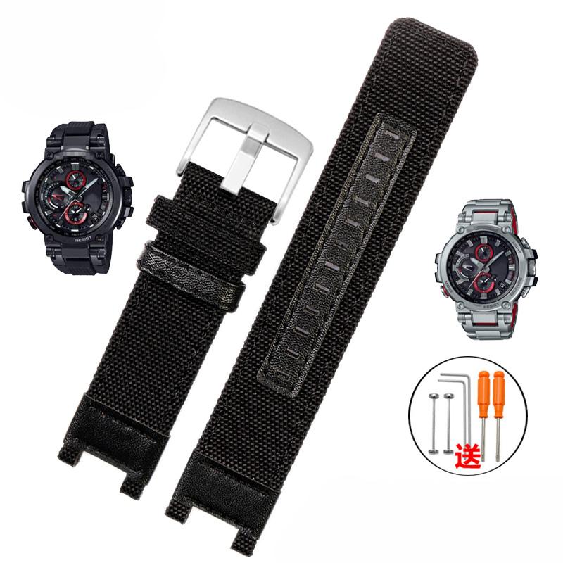 Nylon Canvas Leather Watchband Modified MTG B1000 for G-SHOCK C-asio Watch MTG-B1000 Series Outdoor Sport Mens Watch Band Strap