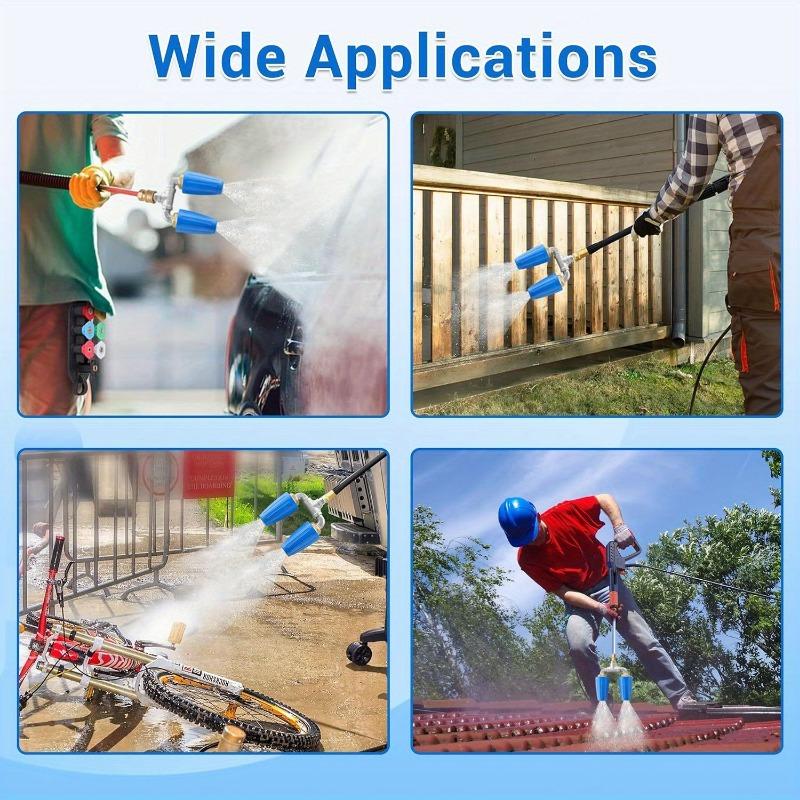 High Pressure Washer Dual Turbo Nozzle Rotating Spray Adaptor 4000 PSI with 1/4" Quick Connect Twin Turbo