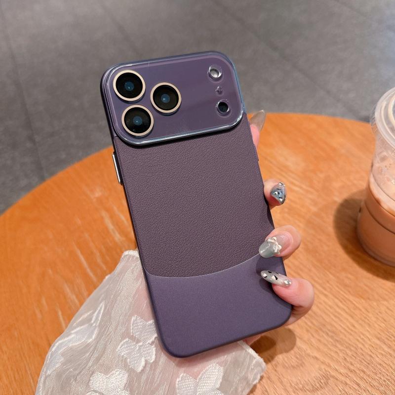 Napa Deri Liçi Desenli İki Tonlu Kılıf iPhone 17 Pro Max 17 Pro Air 16 Plus 15 14 13 12 11 Pro Lens Koruyucu Kapak