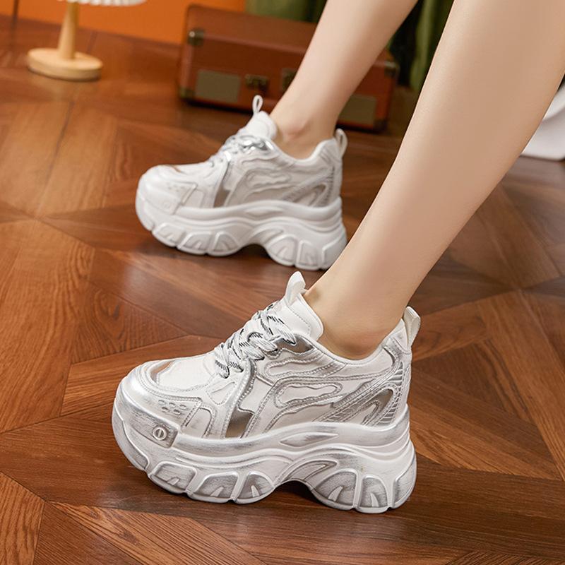 Inner height increase dad shoes women's 2025 spring new retro old dirty shoes fashionable versatile sports and leisure women's shoes