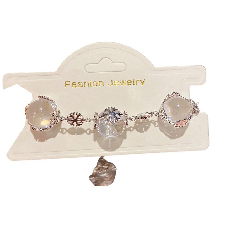 Snowflake Glass Beaded Bracelet With Electroplated Finish For Elegant Women Gift