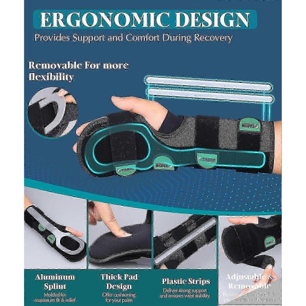 Resting Hand Splint for Stroke Recovery Carpal Tunnel Night Immobilizer with Removable Splints Pain Relief