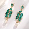 Vintage Luxury Teardrop Olive Leaf Tassel Earrings For Women Elegant Dangle Drop Earrings Evening Party Jewelry