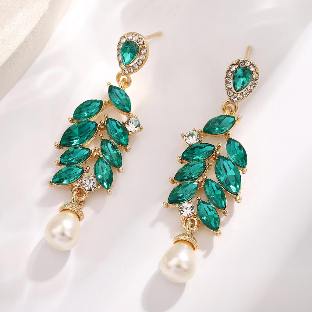Vintage Luxury Teardrop Olive Leaf Tassel Earrings For Women Elegant Dangle Drop Earrings Evening Party Jewelry