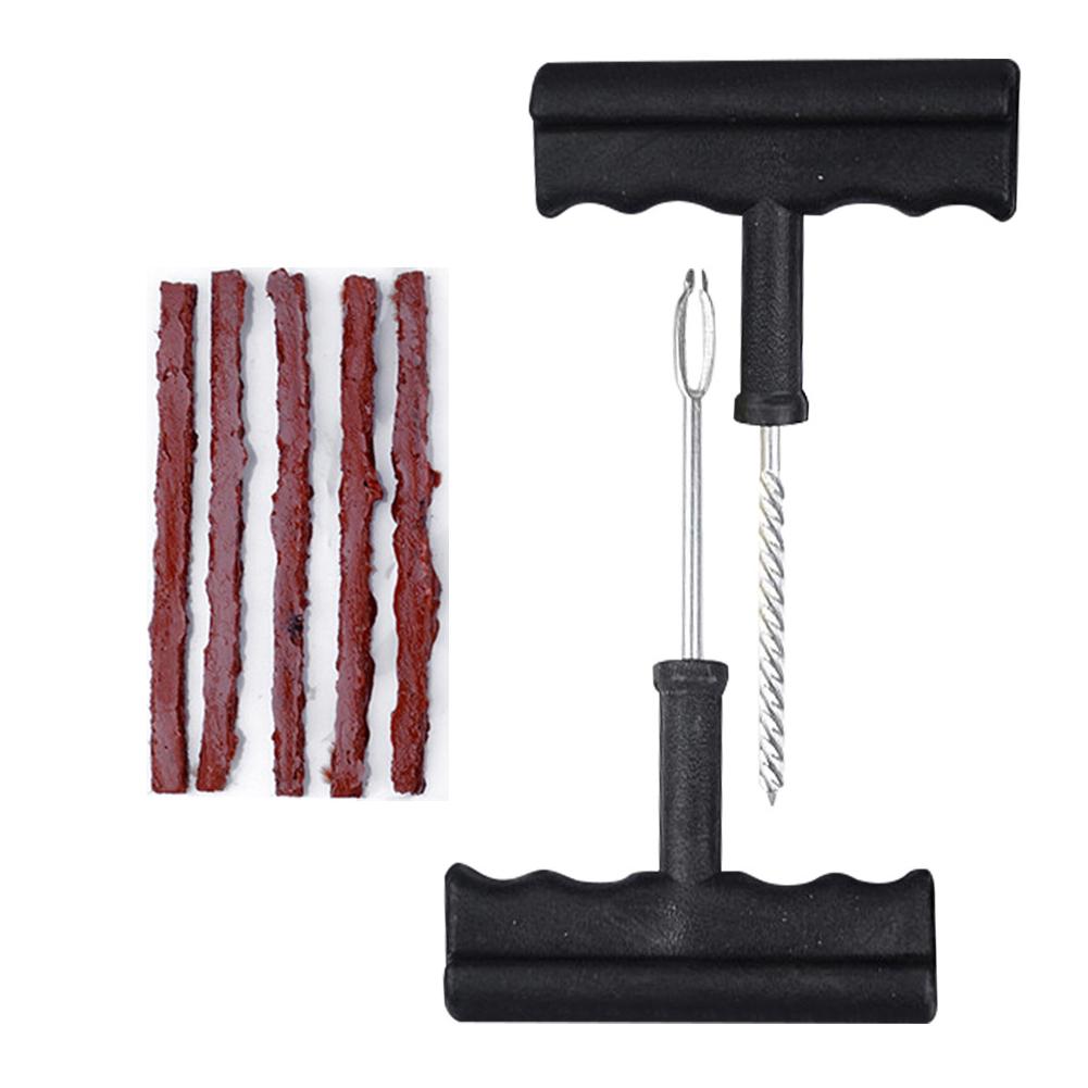 Set de instrumente pentru repararea anvelopelor de mașină cu lipici și benzi de cauciuc Instrumente pentru motociclete, biciclete, anvelope fără cameră, kit de reparare rapidă