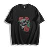 Gothic Rose Skull T-Shirt - Bold Black and Red Floral Design Unisex Tee