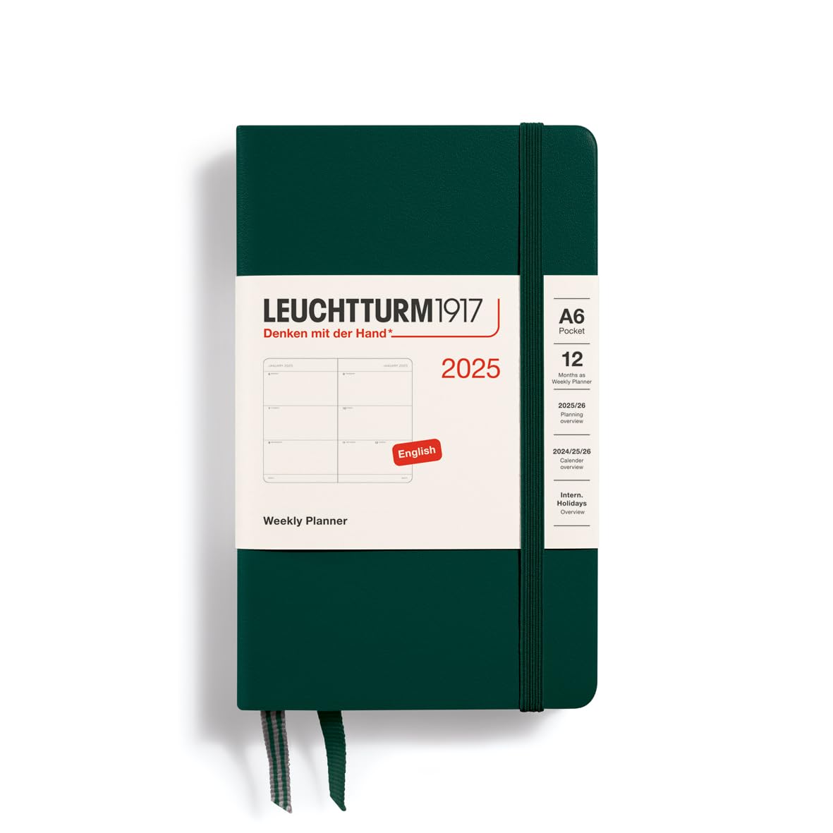 

Leuchtturm 2025 January Forest Officially Imported Planner, Start, A6, Weekly, Horizontal, Green, 370781,