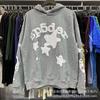 2026 Unisex 555555 Mesh Foam Print Hip Hop Loose Heavyweight Fleece Hooded Sweatshirt
