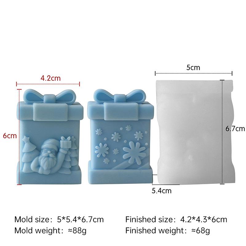 3D Santa Christmas Gift Box Silicone Mold DIY Aroma Candle Plaster Decoration Mould Christmas Chocolate Candy Molds