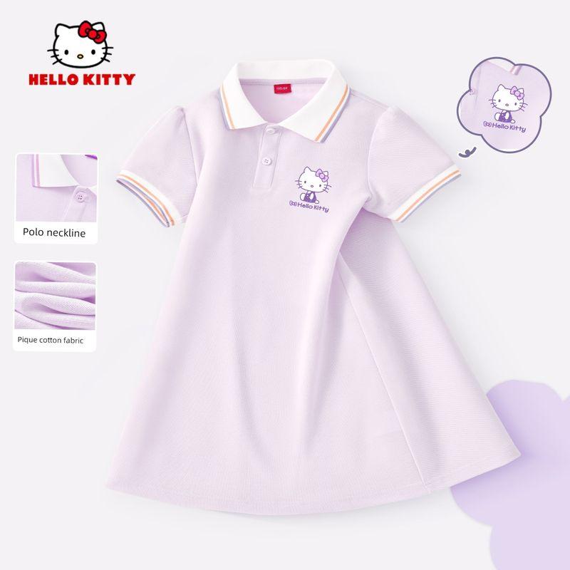 Hellokitty Girls' Dress 2025 New Style Elegant Girl Princess Dress Children's Summer Polo Dress