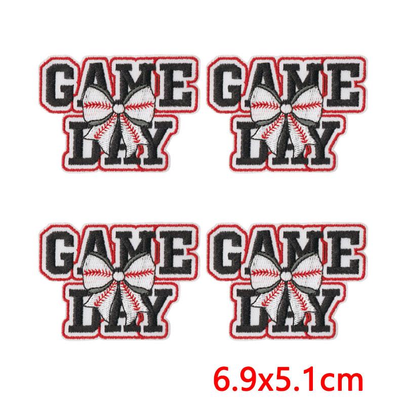 10PCS Baseball Themed Iron On Patches, Baseball Mama Bow Embroidery Patches, Patches for Clothing DIY Decoration