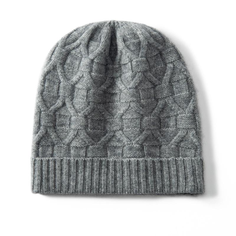 Autumn and Winter New First-line Cashmere Women's Solid Color Twisted Flower Warm Fashion Ear Protection Knitted Casual Flanged Hat