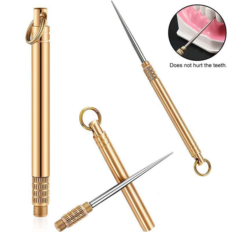 Zahnstocher aus Titan, tragbarer Schlüsselanhänger aus Metall, wiederverwendbarer Zahnstocher aus Edelstahl für Outdoor-Camping, Picknick, Reisen
