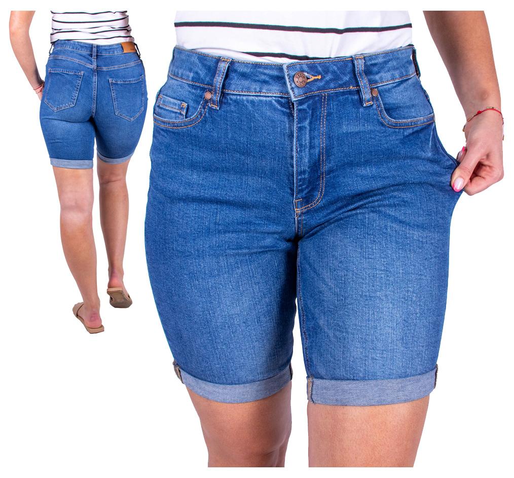 Krótkie Spodenki Jeansowe Damskie Bermudy Przed Kolano Firi Niebieskie 40 L