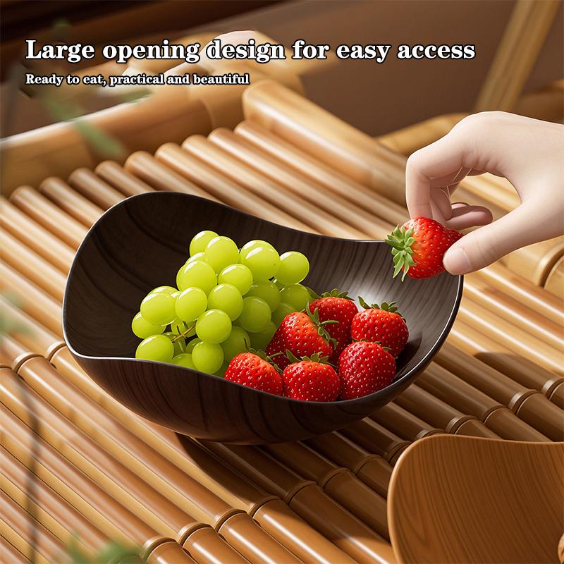 4/8PCS Wood Grain Plastic Bowl Set – Food Grade, Multipurpose for Salad,Fruit&Candy,Perfect for Party Gathering&Table Supplies