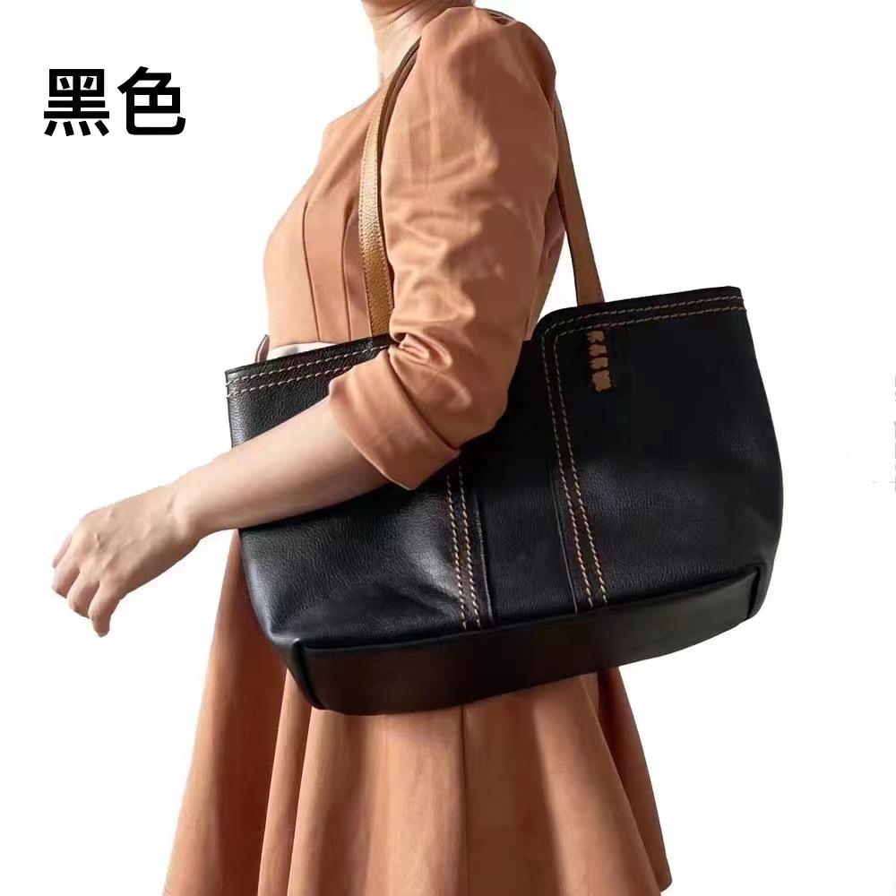 

Женские сумки из натуральной кожи, сумки-тоут из коровьей кожи, сумки через плечо из натуральной кожи, портфели из мягкой кожи для поездок на работу, повседневные универсальные женские сумки чёрный