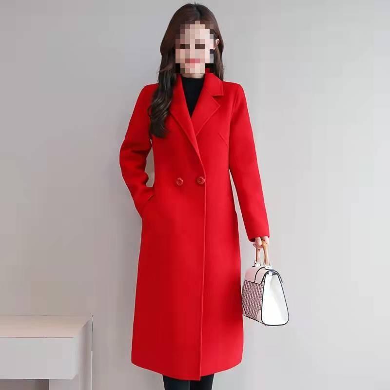 Trendy Plus Size Slim-Fit Mid-Length Wool Coat – Stylish Age-Reducing Spring/Autumn Outerwear