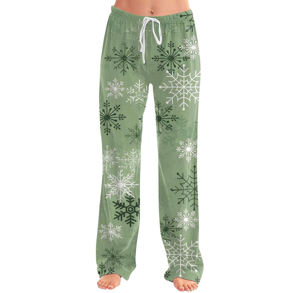 Adult Christmas Print Pants with Loose Fit Sleep Pajama Bottoms for Men Women
